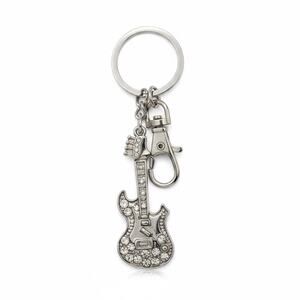 Fashion Jewelry Silver Guitar Keychain